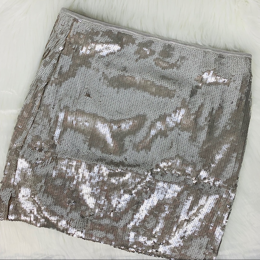 🔥BAR III🔥Silver Sequin Mini Skirt Sparkly Small NWT - Picture 6 of 6